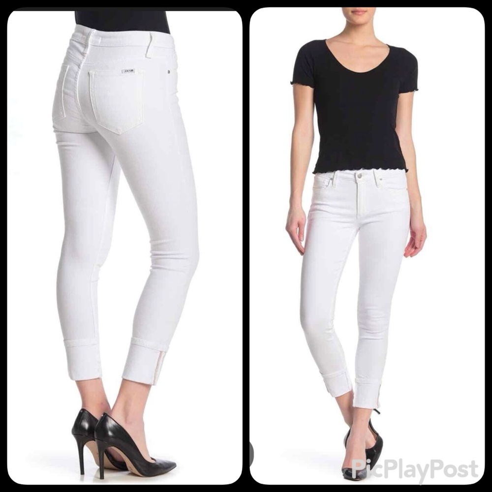 Joe’s White Cuffed Crop Mid rise Skinny Jeans (Size 29) NWOT